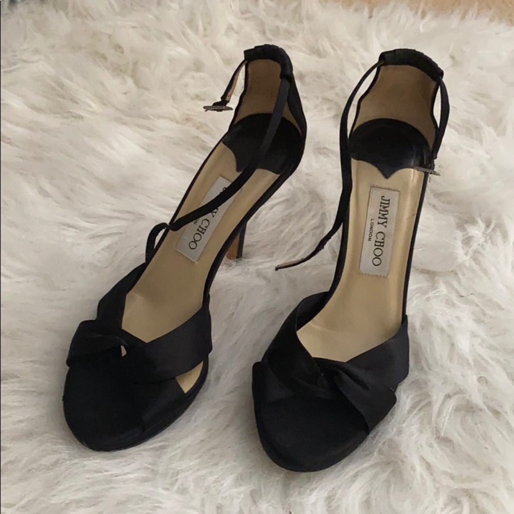 jimmy choo black satin sandal size 38